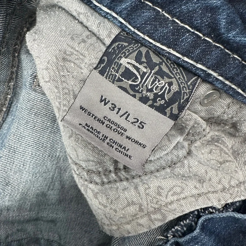 Silver Jeans Co Aiko Mid Straight Distressed Denim Jeans W31 L25 L87430SJ8283